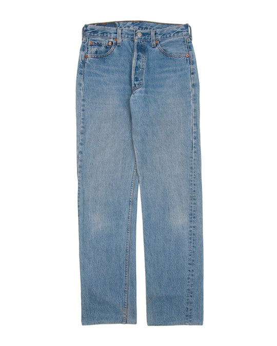 LEVIS 501 Jeans Blue Denim Cotton Men's Straight Leg Made In USA Size W29 L34
