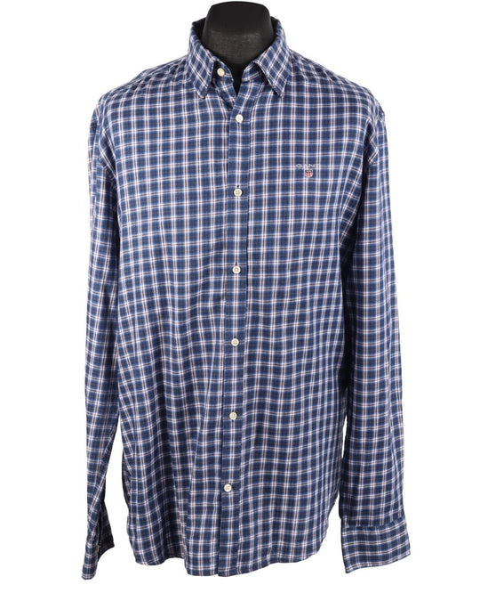 GANT Shirt Tech Prep Blue Check Regular Fit Cotton Men's Size XL