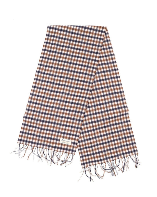 AQUASCUTUM Scarf Muliticolored Lambswool Check Plaid
