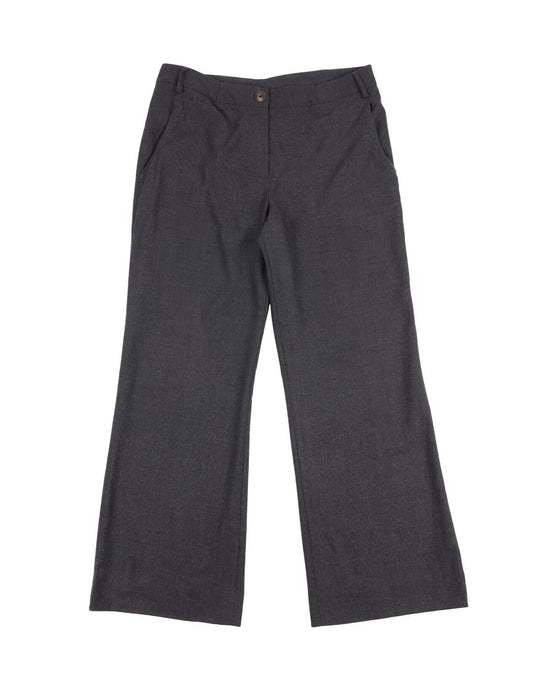 BRUNELLO CUCINELLI Pants Gray Virgin Wool Womens Wide-Leg Trouser Size 46