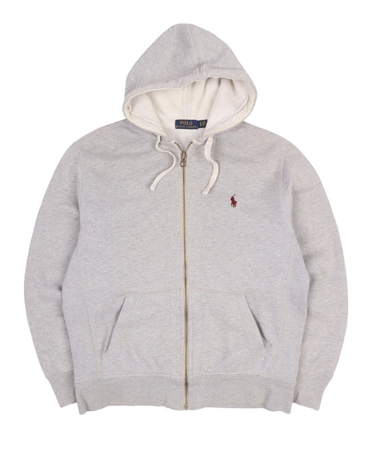 Men's POLO RALPH LAUREN Gray Cotton Full Zip Hoodie Sweater Jumper Size M