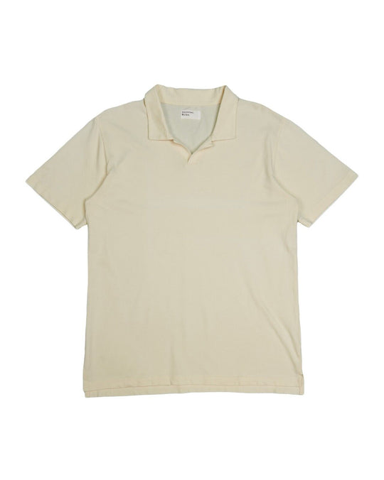 UNIVERSAL WORKS Polo Shirt Beige Pique Cotton Men's Short Sleeve Size L