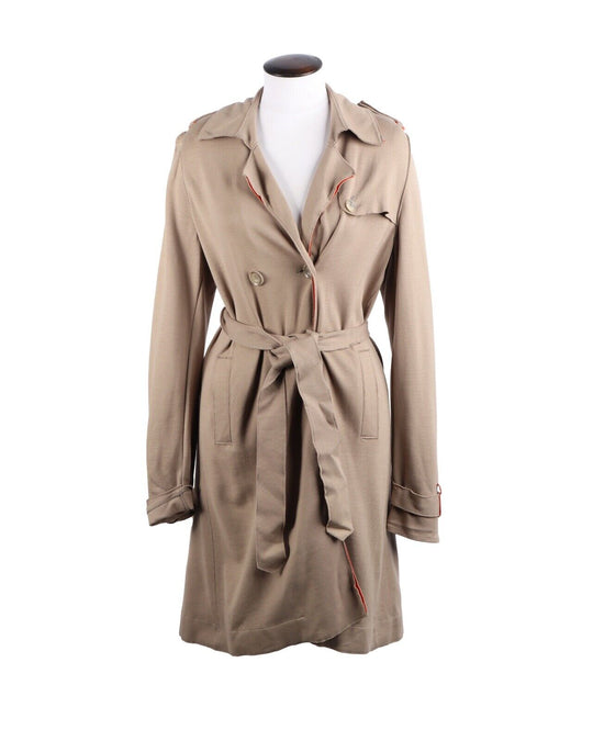 HARRIS WHARF Coat Long Double Breasted Beige Women's Cotton Trench Size 48 IT