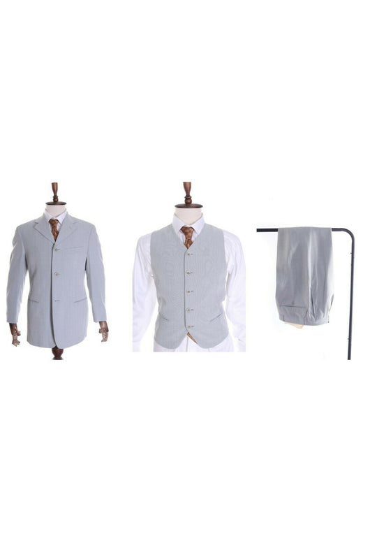 Men's PULL PAL ZILERI Light Blue Viscose Wool 3 Piece Suit Size 48