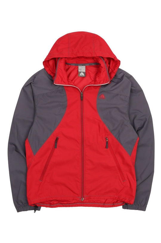 Men's Vintage NIKE ACG Red Grey Colourblock Hooded ClimaFit Jacket Size s
