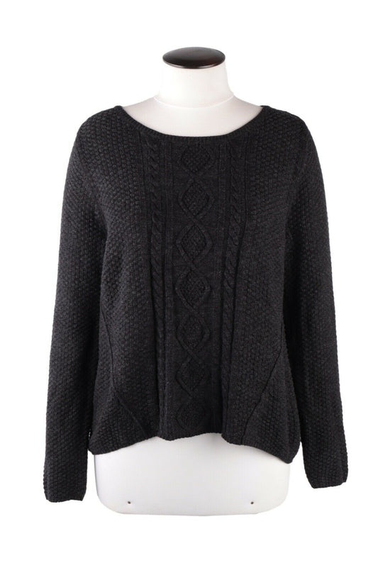 Women's Denim & Supply Ralph Lauren Black Cotton Cable Knit Jumper Size L