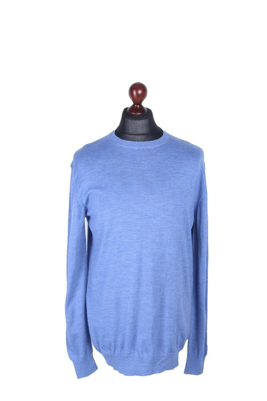 Men's GANT Blue 100% Wool Crew Neck Jumper Size 2XL