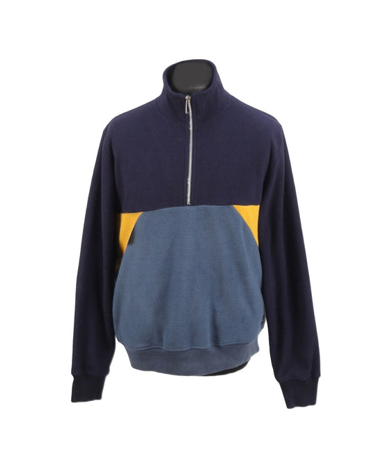 PAUL SMITH Fleece Zip Neck Blue Colorblock Men's Pullover Size M