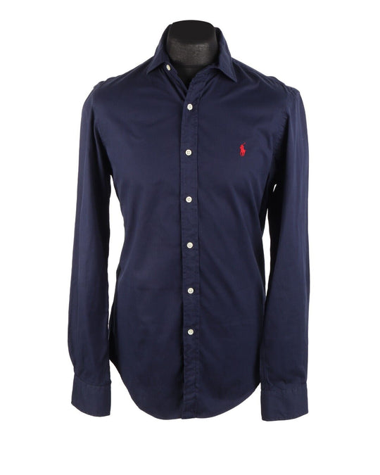 POLO By RALPH LAUREN Shirt Navy Blue Slim Fit Feather Weight Twill Size M