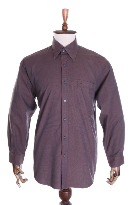 Men's AQUASCUTUM Dark Chocolate 100% Cotton LS Shirt Size 42 / 16,5