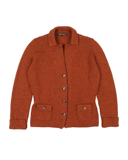 LORO PIANA Cardigan Brown Heavy Knit Cashmere Womens Blazer Size 42 IT
