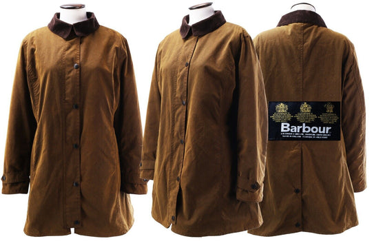 Women's BARBOUR Khaki Waxed Coat Jacket Size UK 16 US 10