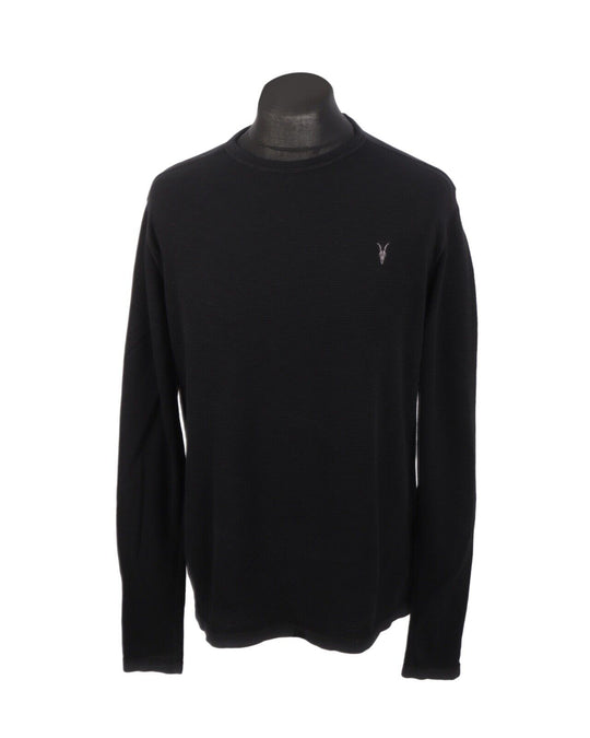 ALLSAINTS Jumper Black Cotton Waffle Knit Crew Neck Men's Size M