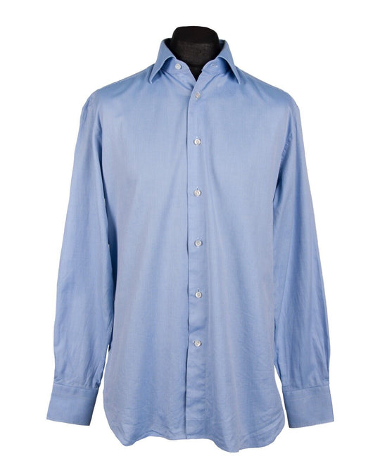 ERMENEGILDO ZEGNA Dress Shirt Blue Cotton Men's Regular Fit Size 40 / 16 1/2