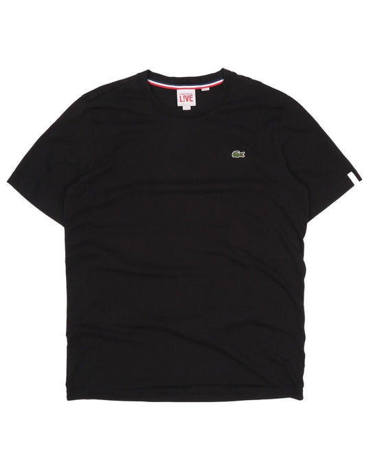 Men's LACOSTE LIVE! Black Cotton Logo Short Sleeve T - Shirt Size M