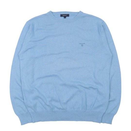 Men's GANT Blue Cotton Crew Neck Jumper Size L