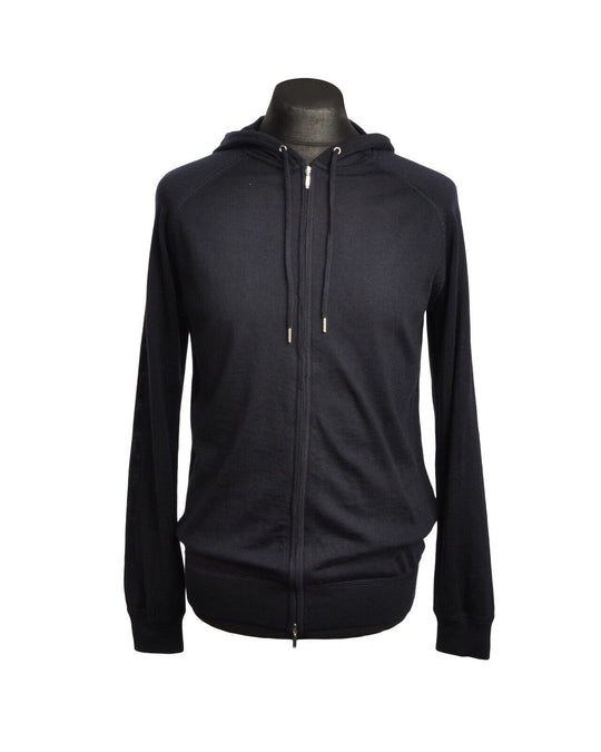 SUITSUPPLY Full Zip Hoodie Merino Wool Navy Blue Men's Jumper Size L