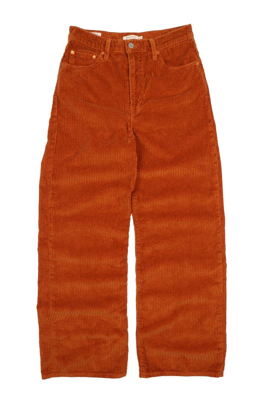 Women'S LEVI`S Premium Brown Corduroy Ribcage Wide Leg Jeans Size 29
