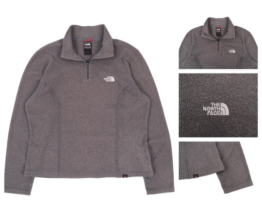 Women's THE NORTH FACE Grey Fleece Zip Neck Jumper Size XS