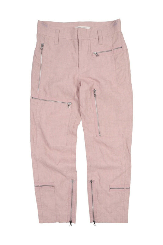 Women's MARC JACOBS Pink Linen Cargo Chino Pants Zip Trousers Size 8