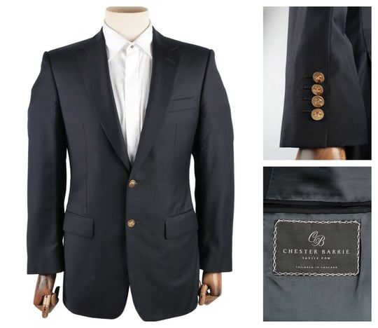 Men's CHESTER BARRIE Navy Wool Club Blazer Jacket Size ~ 40 US / 50 IT