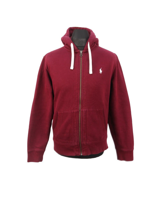 POLO RALPH LAUREN Hoodie Red Cotton Full Zip Jumper Men's Size M