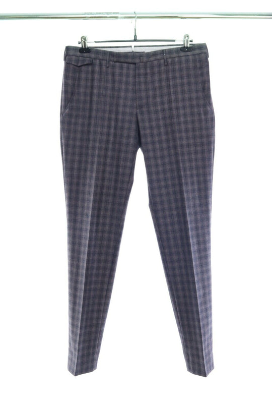 INCOTEX Grey Check Wool Tapered Pants Size 50