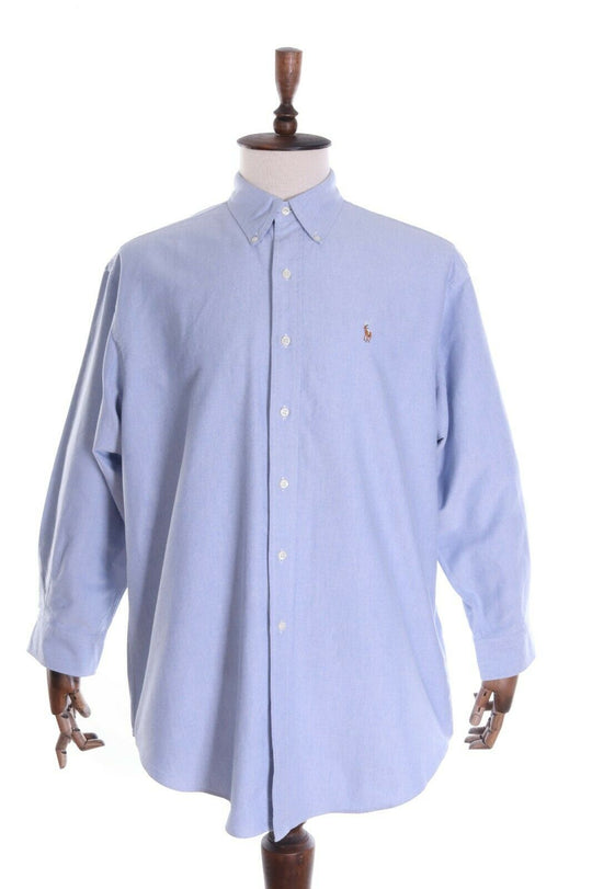 Men's RALPH LAUREN Blue Oxford 100% Cotton Yarmouth Shirt Size 34 , 16 1/2