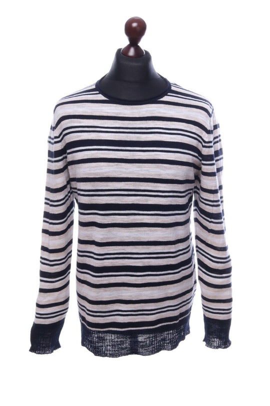 DONDUP Multicolor Cotton Pinstripe Crew Neck Long Sleeve Sweater Jumper Size L