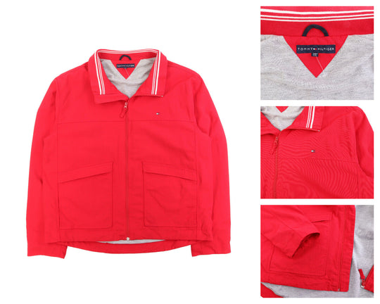 Men's TOMMY HILFIGER Red Full Zip Jacket Size 2XL