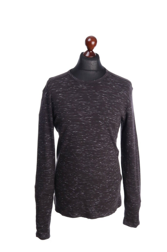 Men's ALLSAINTS Brown Cotton Crew Neck Sweater Jumper Size s
