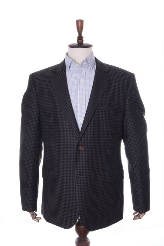 Men's HUGO BOSS Brown 100% Wool Gingham Check THE KEYS7 Blazer Jacket Size 56 R