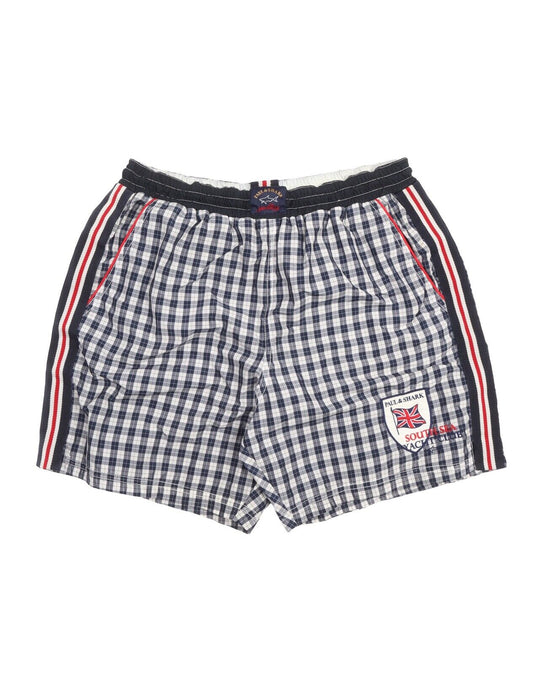 PAUL & SHARK Shorts Navy Blue Check Nylon Men's Swimshorts Size M