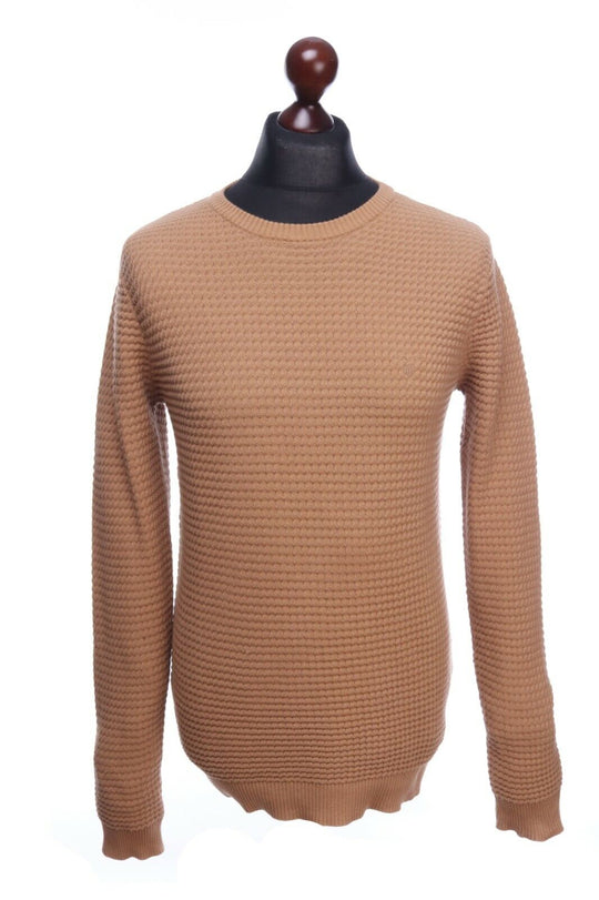 GANT Camel Beige Premium Cotton Crew Neck Knitwear Jumper Size XL