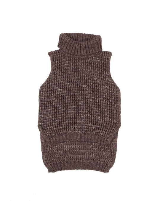 MAX MARA Weekend Sweater  Brown Waffle Knit Hight Neck Sleeveless Jumper Size ~M