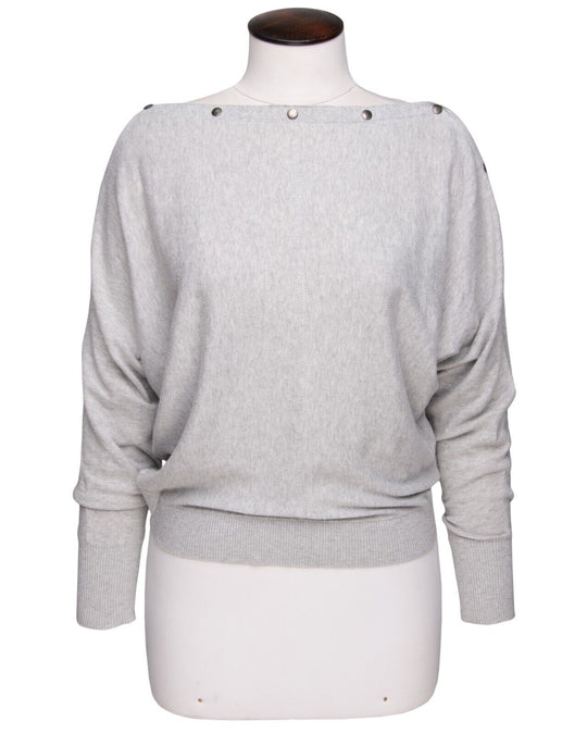ALLSAINTS Elle Jumper Gray Cotton Women's Batwing Sleeves Sweater Size S