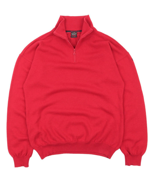 Men's PAUL SHARK Bretagne Red Zip Neck Knitted Jumper Size XL