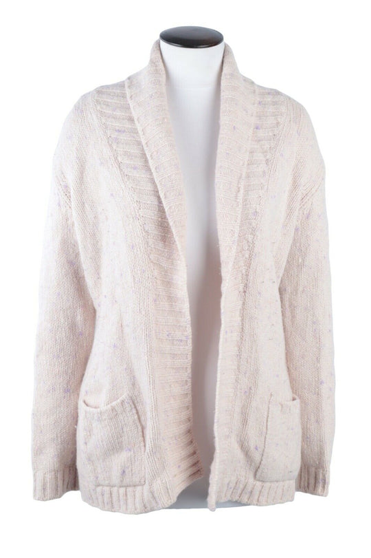 Women's BRUNO MANETTI Beige Knitted Wool Cashmere Open Cardigan Jumper Size L