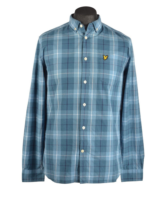 Men's LYLE SCOTT Blue Check Cotton Shirt Size M
