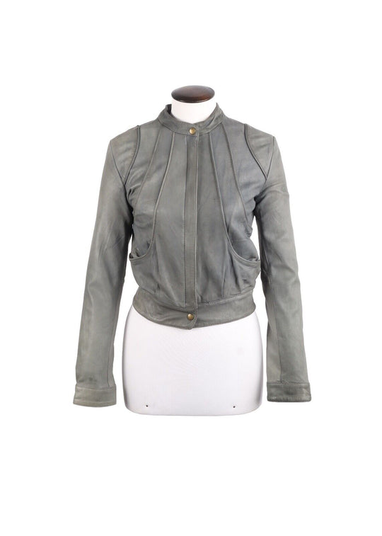 ALLSAINTS Leather Bomber Blue  Women's Jacket  Size 38 IT