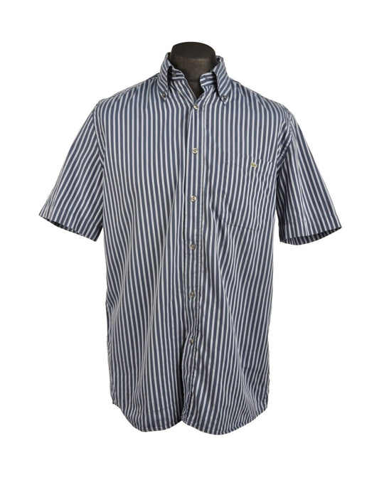 LACOSTE Shirt Blue Striped Cotton Men's Size 41
