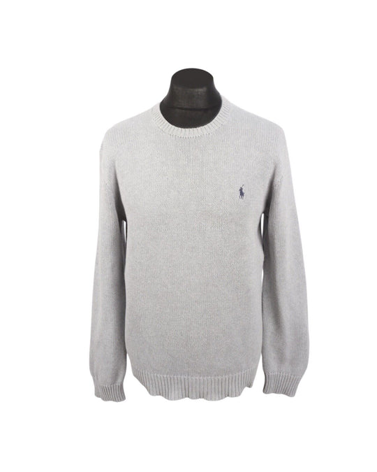 POLO By RALPH LAUREN Gray Knit Cotton Men's Crew Neck Jumper Size M