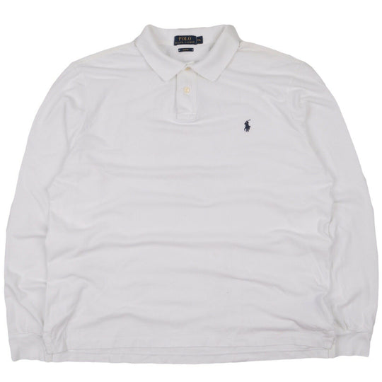 Men's Polo RALPH LAUREN White Cotton Polo Neck Longsleeve Jumper Size XXL
