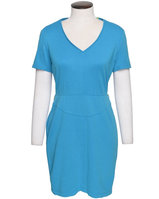 VERSACE Jeans Pencil Dress Blue Viscose Women's V-Neck Size 32