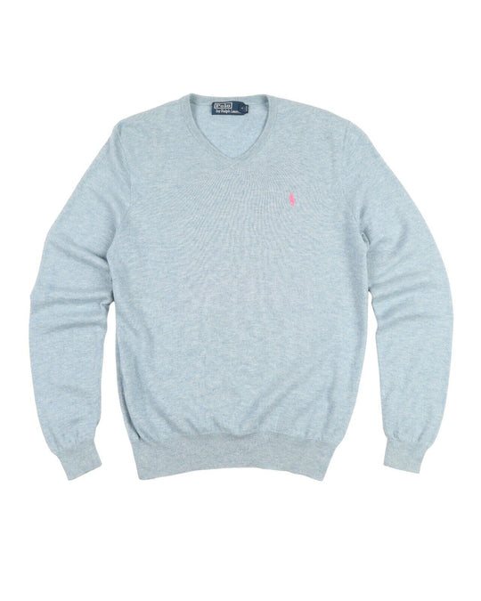 Polo By RALPH LAUREN Pullover V Neck Merino Wool Blue Men's Jumper Size M