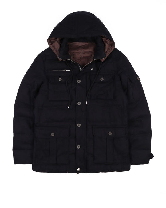 SUITSUPPLY Orlando Jacket Navy Blue Multipocket Hooded Wool Men's Coat Size 52