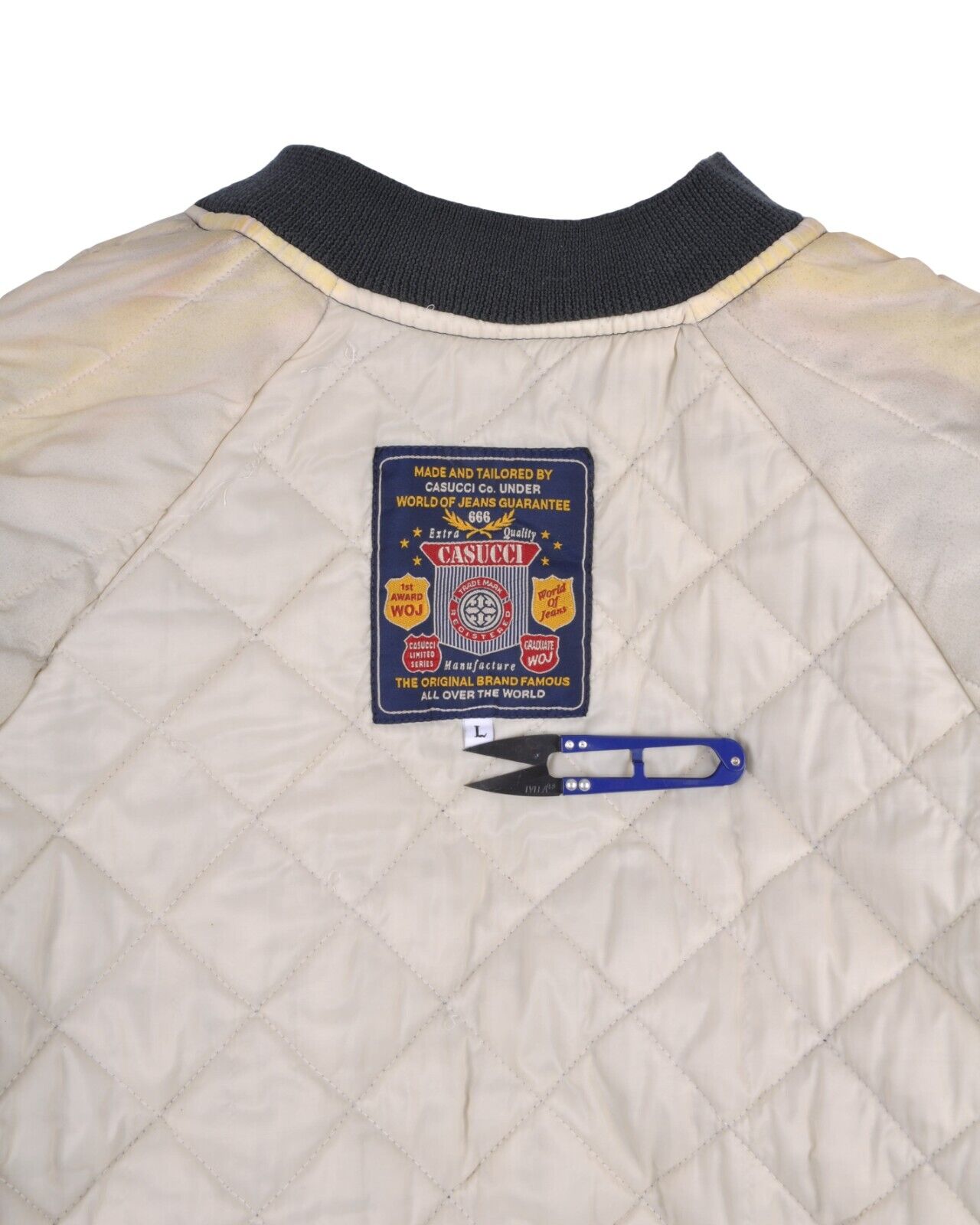 Vintage CASUCCI Bomber Patches Jacket Grey Nylon Mens Size L