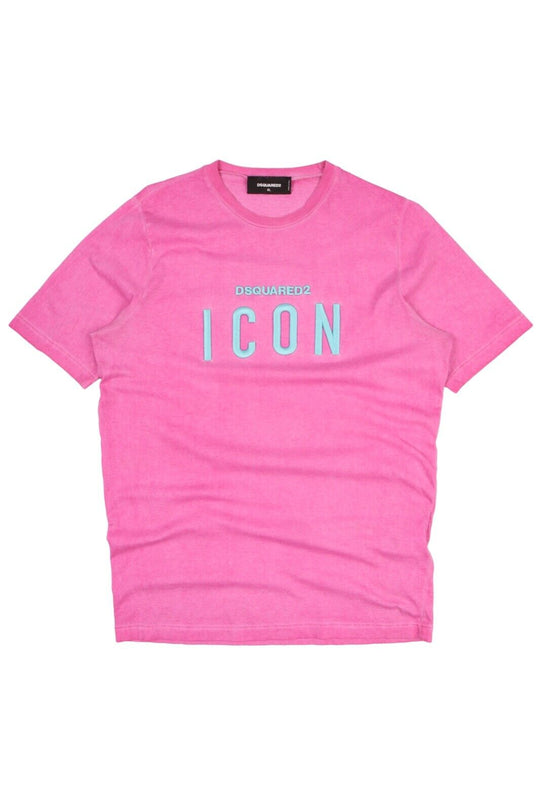 Men's DSQUARED2 ICON Dyed Pink Logo T Shirt Size XL