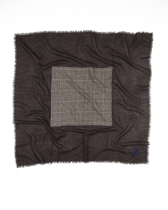 GOLDEN GOOSE GGDB Square Scarf Brown Check Wool Logo Men's