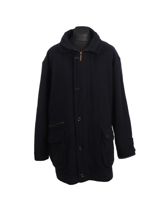 Vintage BURBERRY Coat Black Cashmere Wool Men's Overcoat Size 58 IT / 3XL